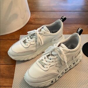 Richmond White Platform Lace-Up Sneakers with Logo Sole running shoe 👟